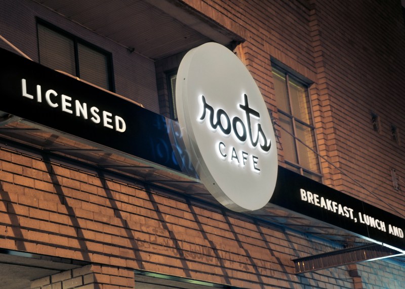 Roots Backlit Signs Vancouver Main-St Side